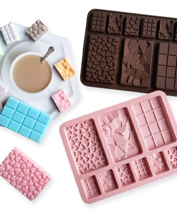 Molde Silicona Chocolate Tableta Corazón Craquelada