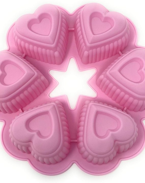 Molde Silicona Reposteria Artesania 6 Corazones Muffins