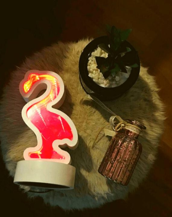 Lampara Led Cisne Efecto Infinito Rojo Espejado - Imagen 2