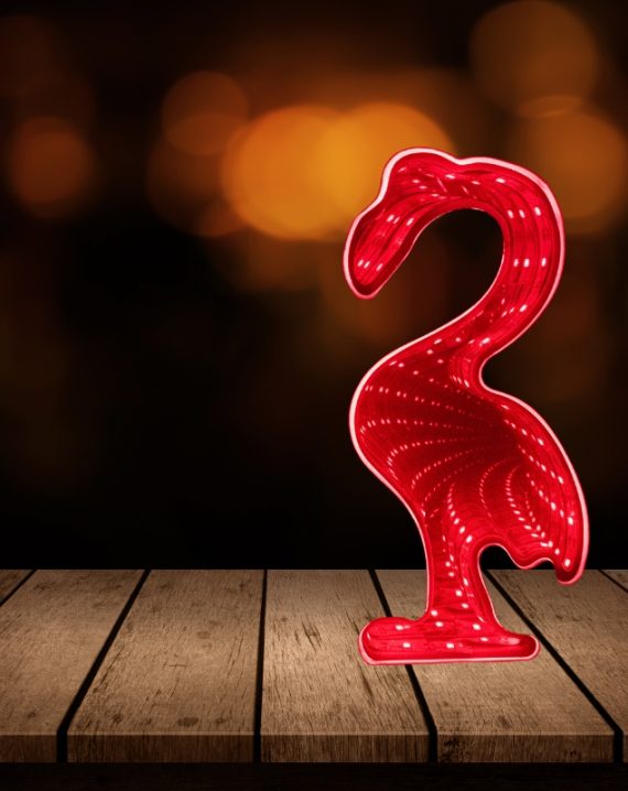 Lampara Led Cisne Efecto Infinito Rojo Espejado