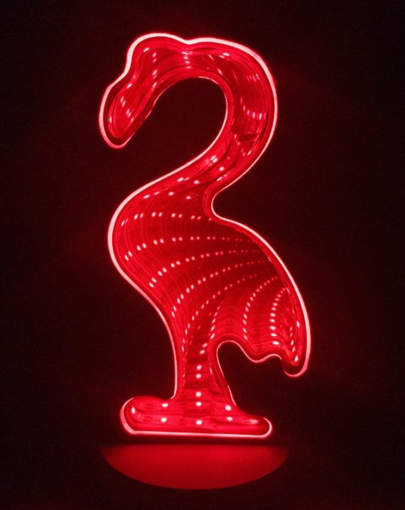 Lampara Led Cisne Efecto Infinito Rojo Espejado - Imagen 3