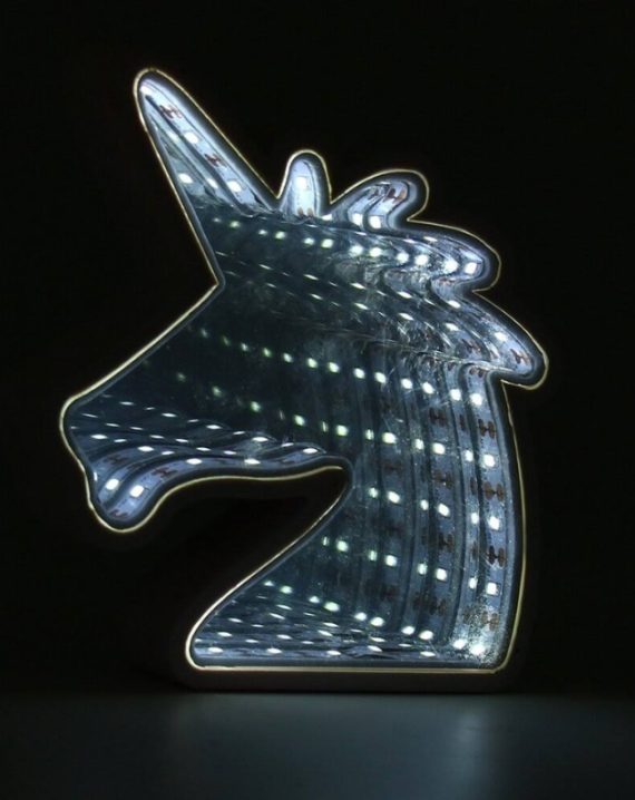 Lampara Led Unicornio Efecto Infinito Blanco Espejado - Imagen 2