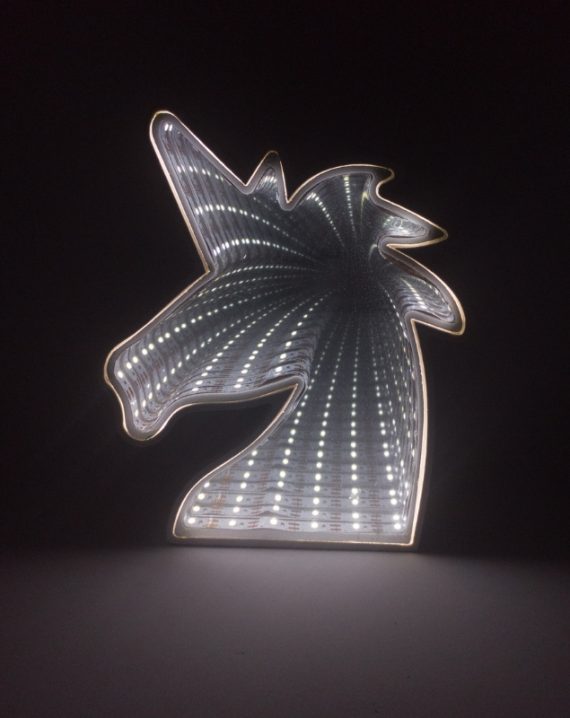 Lampara Led Unicornio Efecto Infinito Blanco Espejado - Imagen 3