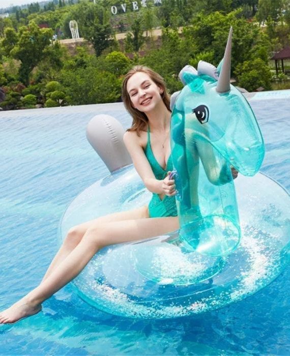 Inflable Unicornio Transparente Glitter 1.2m x 0.6m - Imagen 4