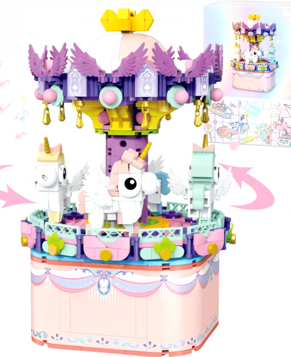 Juguete Para Armar Carrousel Musical 874pcs